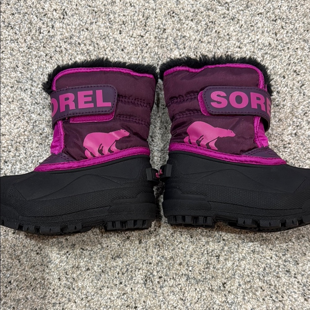Sorel Kids Purple and Pink Fur-Trim Mittens